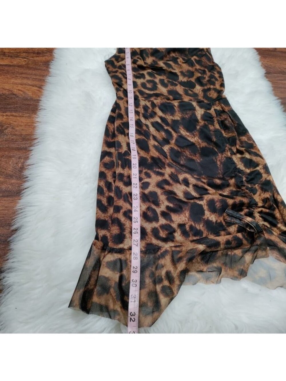 What A Girl Wants Small NWT Cheetah Whimsy Twee Party Sheer Hem Mesh Mini Dress - Picture 9 of 9